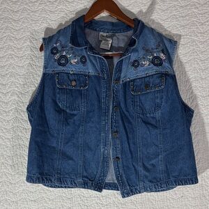 Embroidered Denim Vest